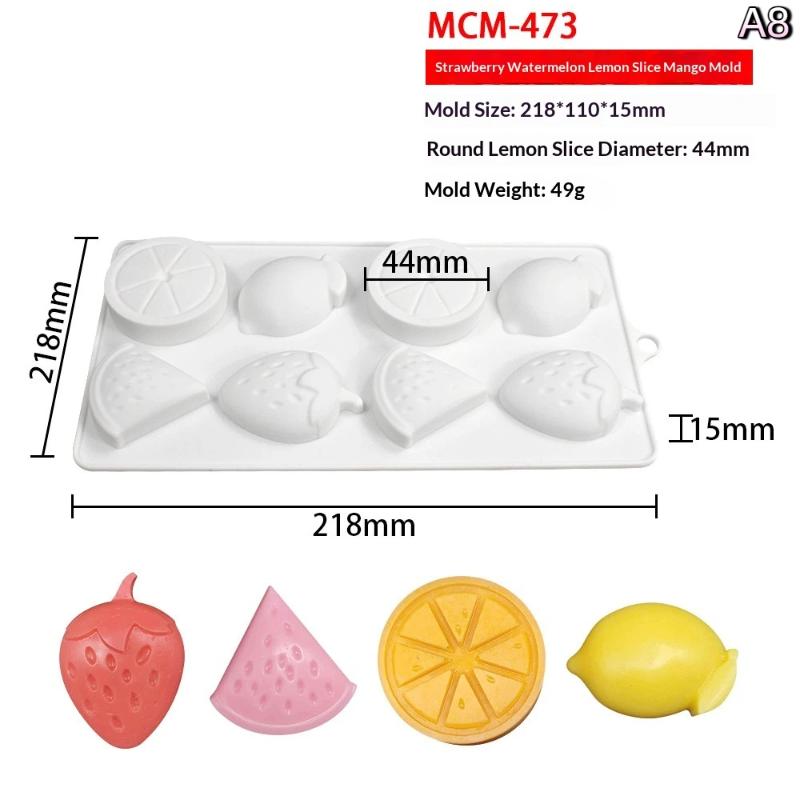 New Cherry Persimmon Pomegranate Strawberry Lemon Durian Fruit Series Cake Silicone Mold Baking Mousse Mould Cake Decoration
