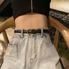 Modern Womens Black Decorative Wide Denim Belt For Effortless Summer Trends Fashion