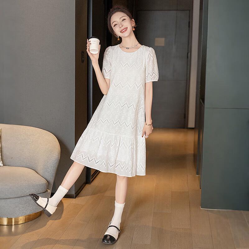 Sibai She Summer 2026 Women s Puff Sleeve Hollow Mid-length Dress XXL