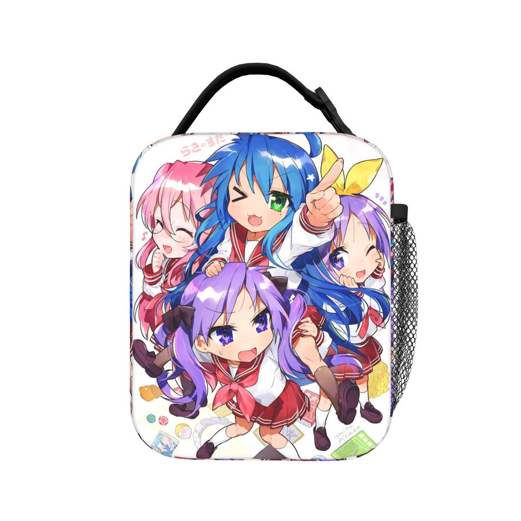 Anime Girls Lucky Star Insulated Lunch Bag Portable Izumi Konata Reusable Thermal Bag Lunch Box Tote Beach Picnic Men Women