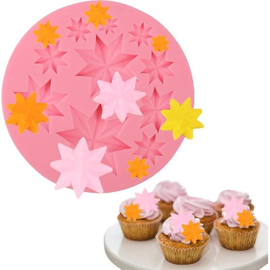 1 Pcs Hexagonal Star Chocolate Silicone Mold, 3D Star Candy Fondant Mold, Suitable for Holiday Party Cake Decoration, Cupcake Toppers, Cookies,