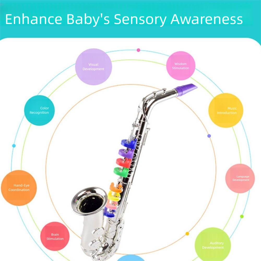 Saxofón Dorado Plateado Instrumentos Musicales Didácticos Simulados Trompeta Infantil Aprendizaje Temprano Instrumentos Musicales de Cuatro Tonos