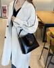 Korean Style Genuine Leather Double Strap Crossbody Bucket Bag