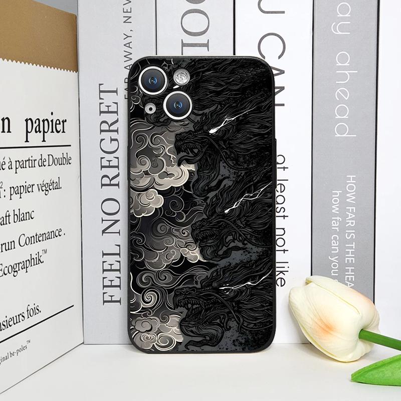 Aesthetic Stylish Cool Black Dragon Printed Phone Case for iPhone 17 16 12 11 14 13 15 Pro Max Mini XS MAX XR 7 Plus Soft Cover
