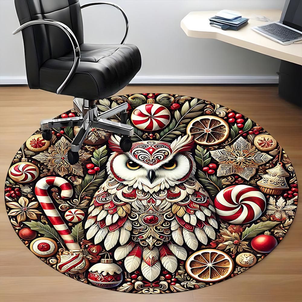1pc Holiday Festive Office Round Area Rug, Under Office Chairs Bedroom Living Room Home Decor, Room Deco
