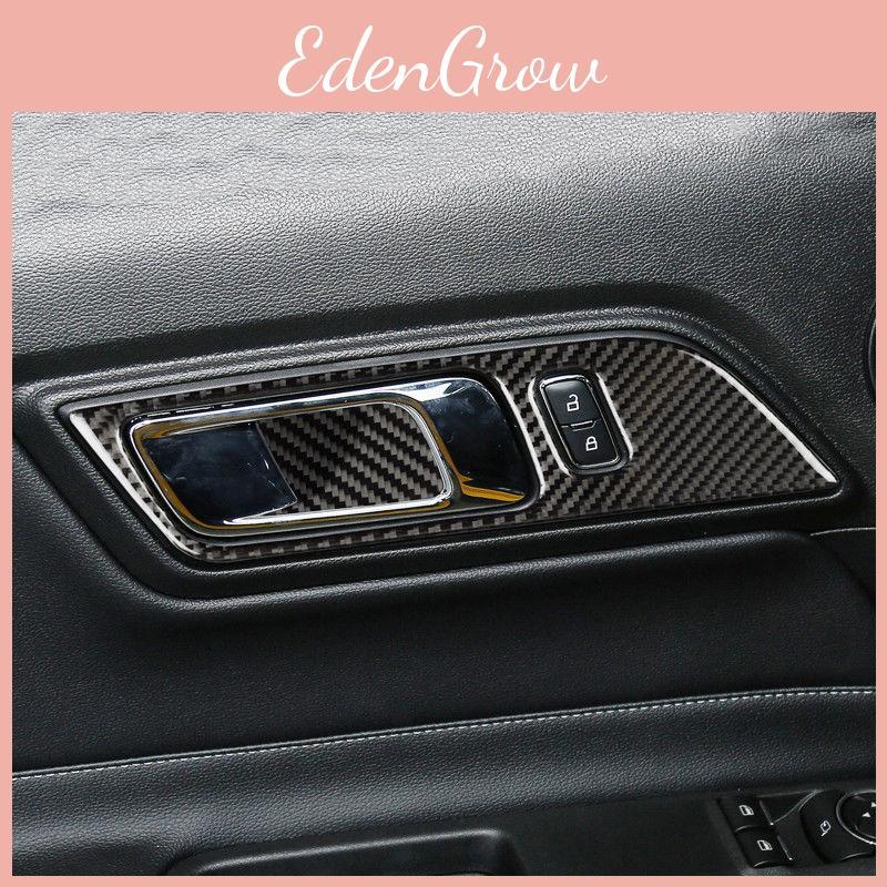 Epoxy Coated Carbon Fiber Door Handles Bowl Trim Cover For Ford Mustang 2015-2017
