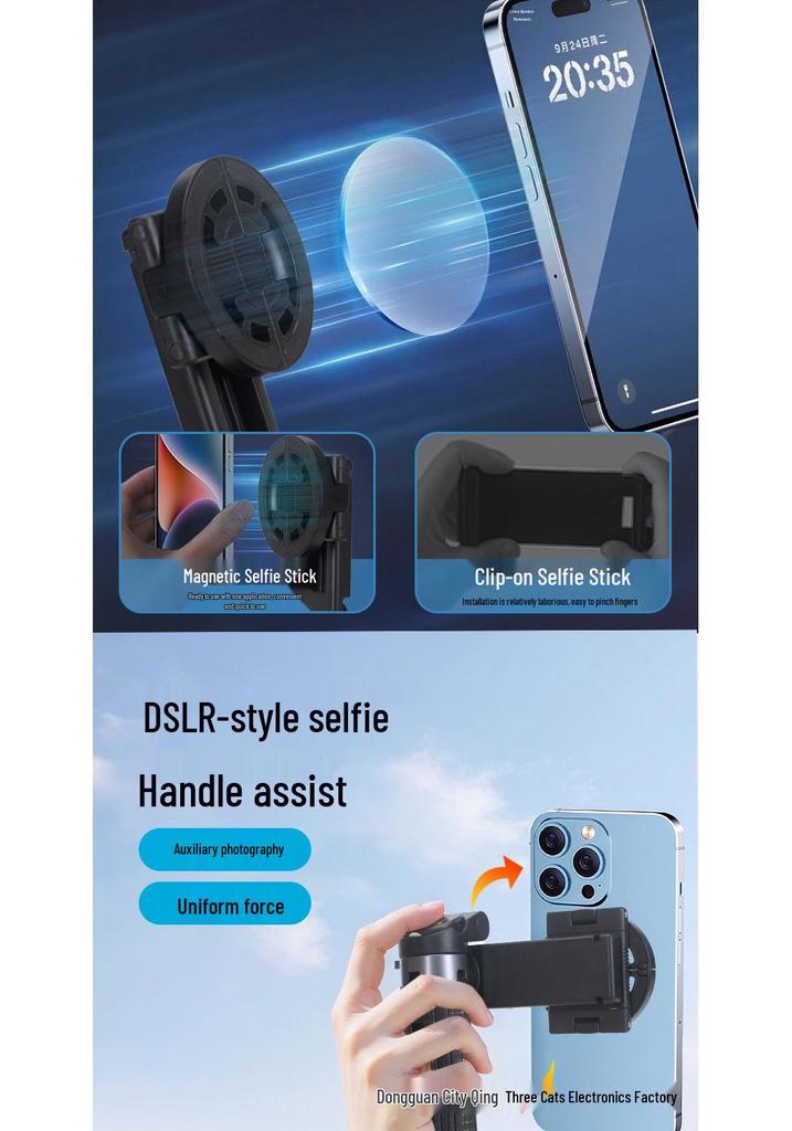 Portable Magnetic Bluetooth Selfie Stick with Integrated Multidirectional Shooting