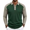 Herren American Style Lockerer Farbblock Casual Umlegekragen Langarm Golf Poloshirt