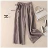 Southeast Asia Retro Cotton Linen High-Waisted Wide-Leg Cropped Pants with Side Tie