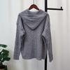 Twist Hooded Sweater Pullover Women's Autumn and Winter New Retro Loose Lazy Soft Waxy Knitted Sweater Top