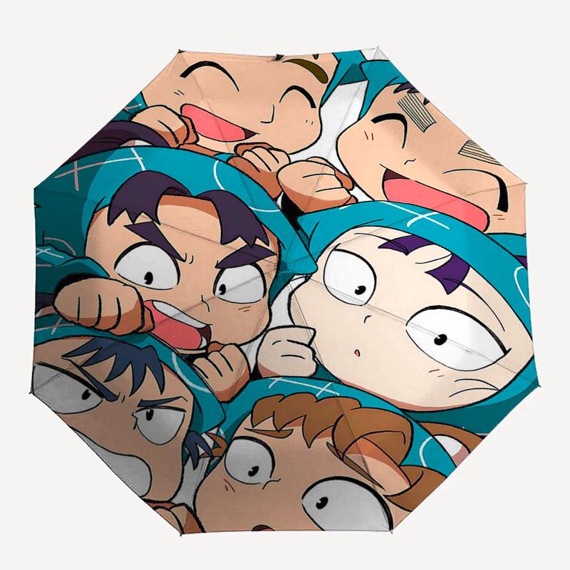 1ks Venkovní deštník s anime postavami - Automatické otevírání/zavírání, Přenosný 3dílný design, Železná konstrukce s 8 žebry - Perfektní dárek pro fanoušky, Cestování