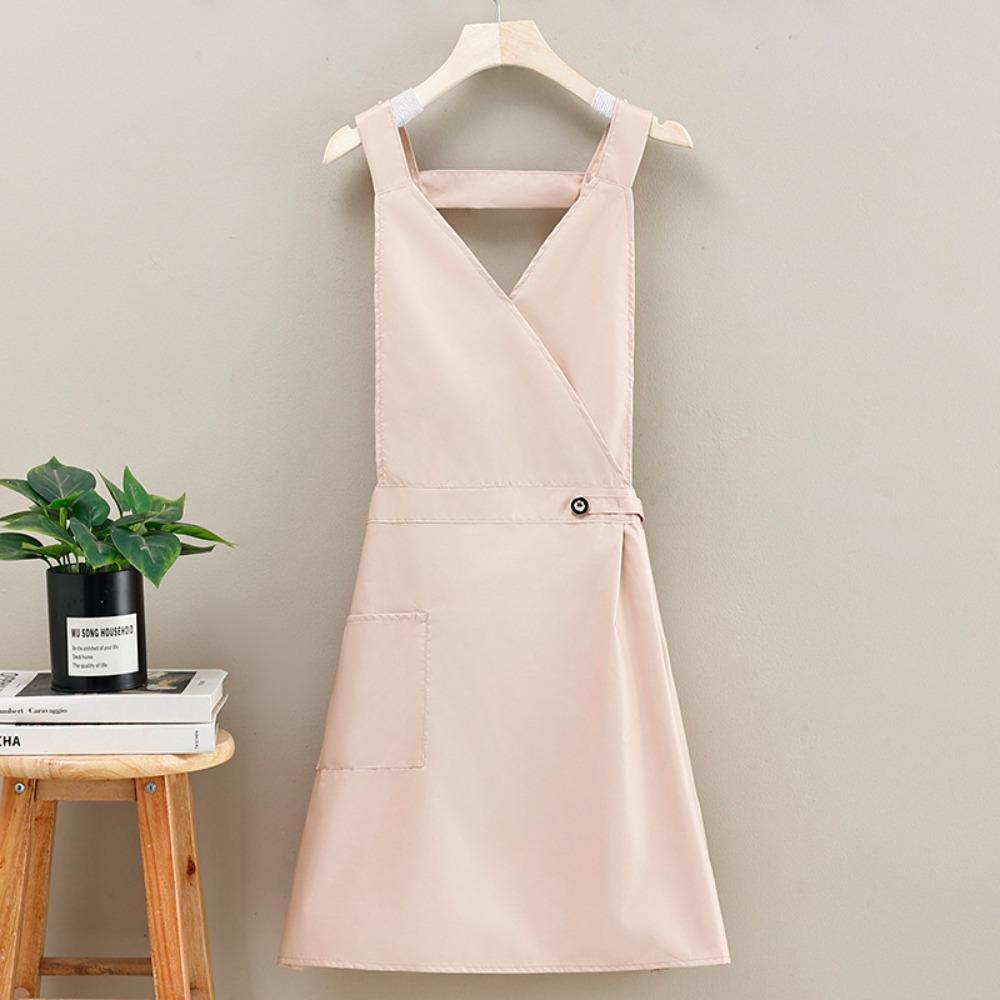 

Фартук с V-образным вырезом, маслостойкий, модный, фартук для готовки, прочный, водонепроницаемый, женский чёрный