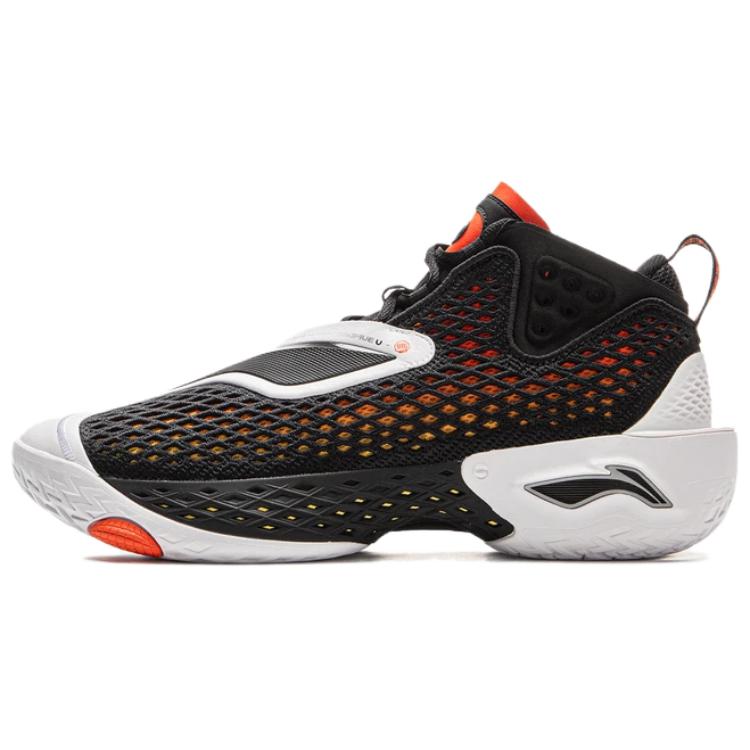 New LiNing BadFive Cushioning Abrasion Resistant Breathable Mid Top Basketball Shoes Men's Black White ABFV025-2