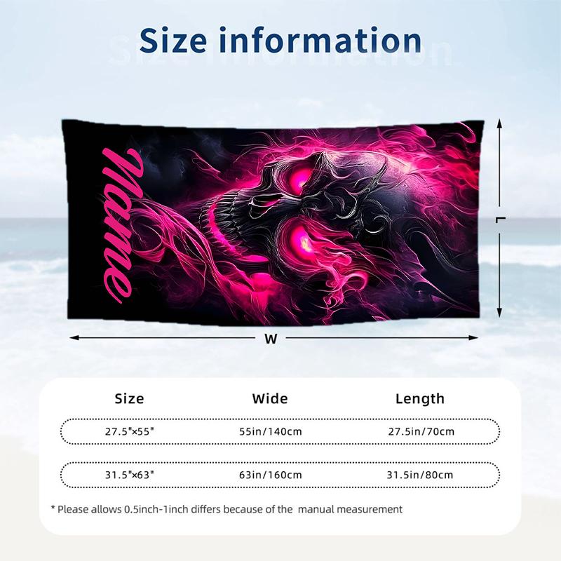 Dark Gothic Custom Name Printed Beach Towel Personalized Soft Towel For Swimming Beach Travel