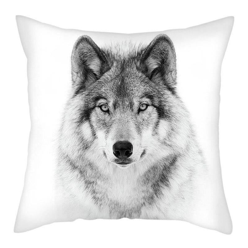 Wild Animals Printed Cushion Cover Wolf King Photo Pillow Covers for Home Sofa Decorative Throw  Cases