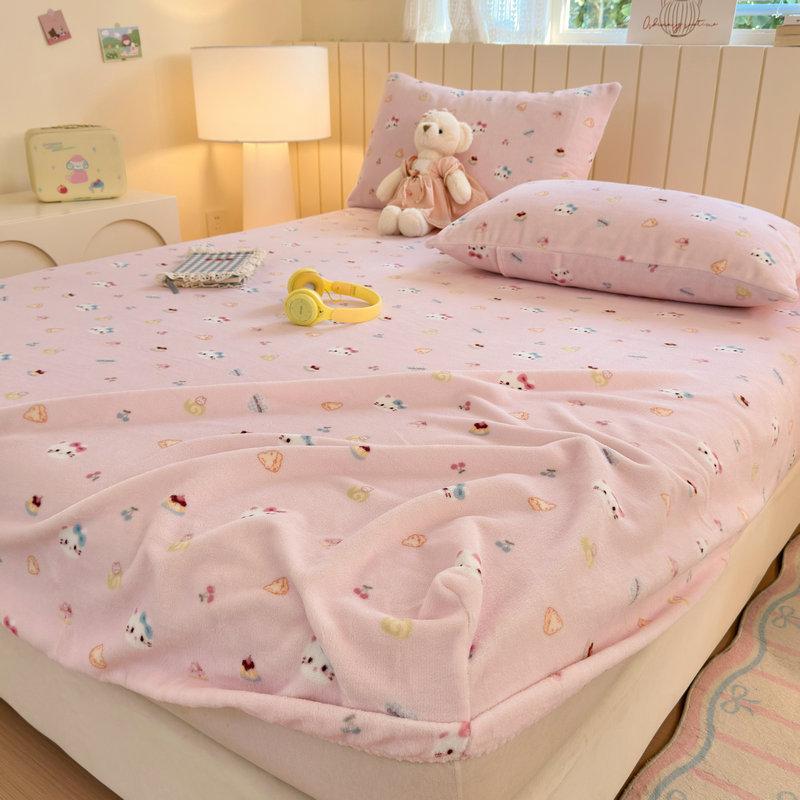 New Winter Milk Velvet Fitted Sheet, Single Piece, Fully Wrapped, Non-slip, Non-shifting Fitted Sheet, Washable and Machine Washable