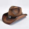 Neuer Vintage Western Cowboyhut für Herren und Damen Handgeflochten aus Stroh Strand Sonnenhut Gentleman Lady Cowgirl Jazzhut