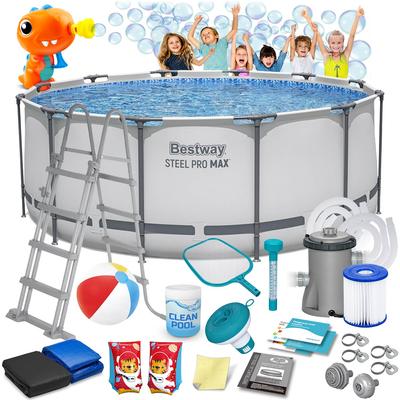 Frame Garden Pool 366 X 122 Cm 18-In-1 Bestway 56420 + Bubble Machine For Free