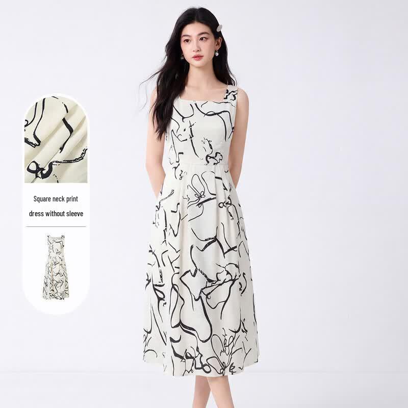 FivePlus Artistic Print A-Line Sleeveless Maxi Dress L