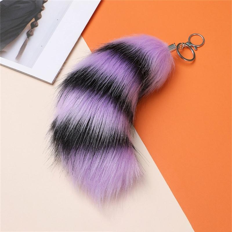Plush Foxes Tail Keychain Soft And Cute Accessory Plush Keyring Decors For Bags Keys Or Home Decors 18cm Long