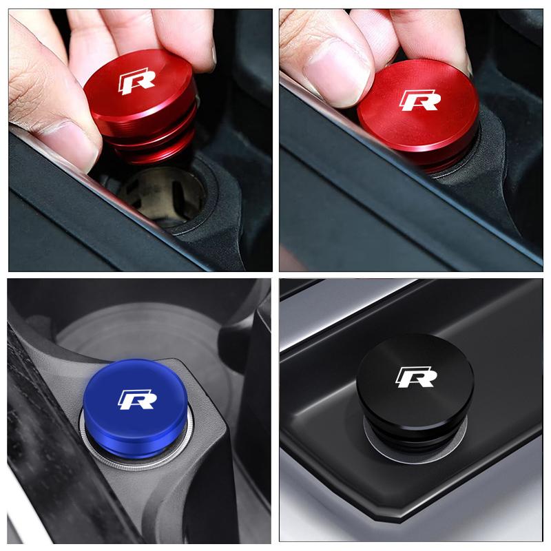 1PC Aluminum Dustproof Plugs Car Cigarette Lighter Plug For Volkswagen VW Rline R Line Touareg Badge POLO Jetta Golf GTI Passat zr8