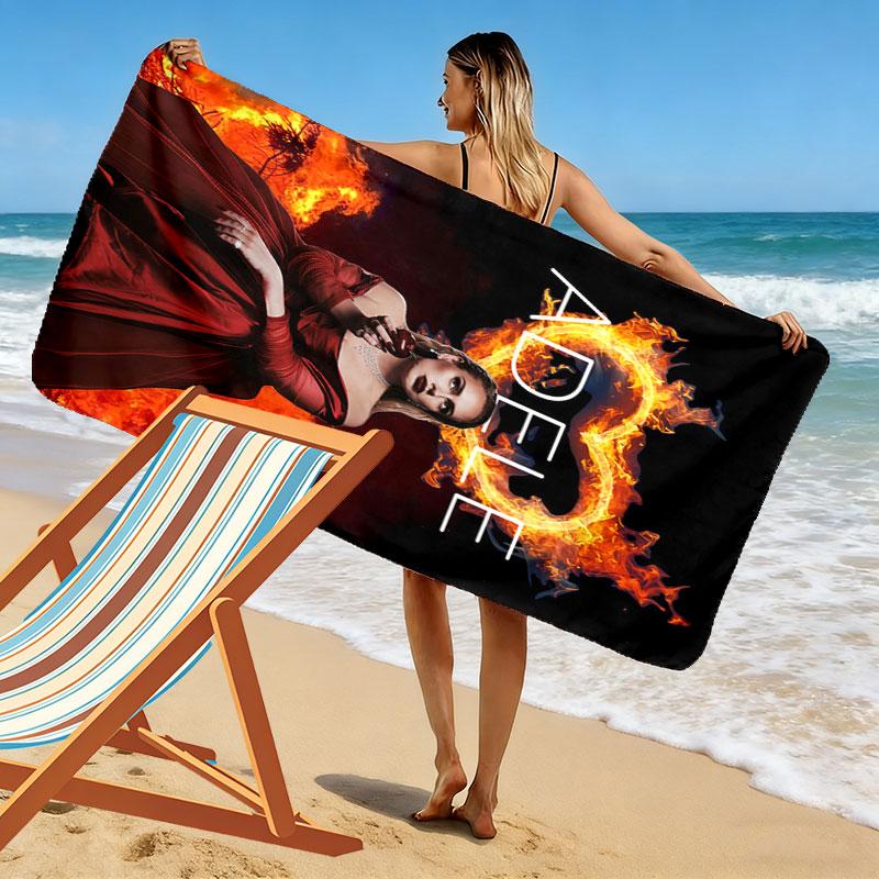 Adele Melody Print Beach Towel, Large Soft Quick Dry Towel for Beach Camping Swimming