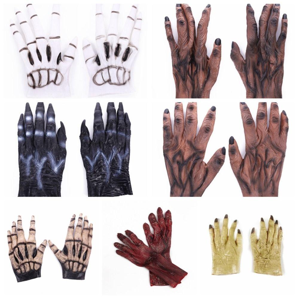 Simulated Werewolf Vinyl Gloves Werewolf Makeup Party Props Prank Halloween Cosplay Gloves  Party