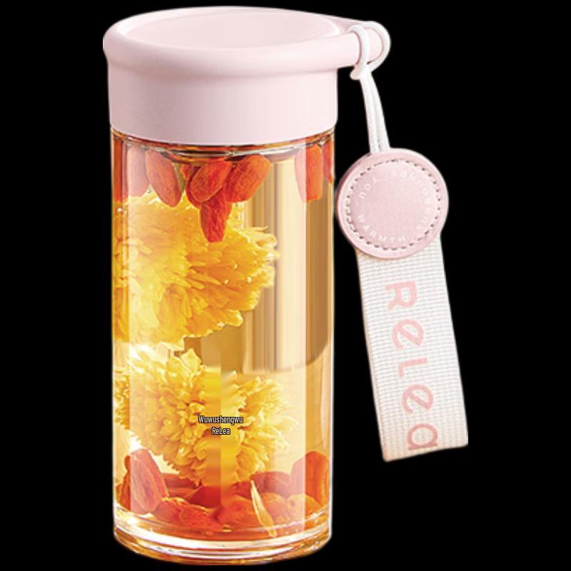 RELEA Portable Glass Tea Infuser Water Bottle