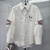 TB high quality summer new double sleeve split striped webbing women's long sleeve poplin shirt