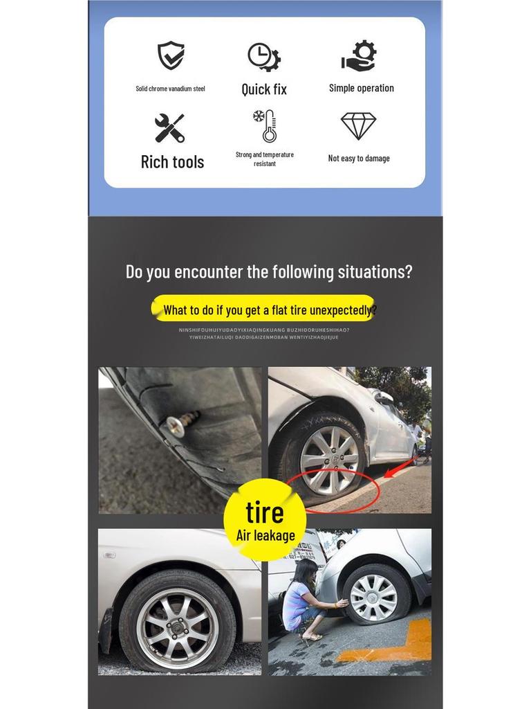Compact Tire Repair Kit for Cars, Motorcycles, & Electric Vehicles