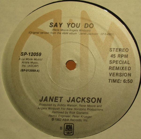 

12inch Record JANET JACKSON - Say You Do SP12059 A&M Records 1982 US Soul/Funk Used