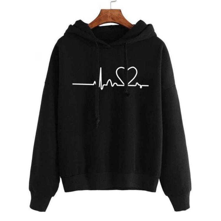 Women's Hooded Sweater Top Long Sleeved Heartbeat Clothing New Autumn Winter