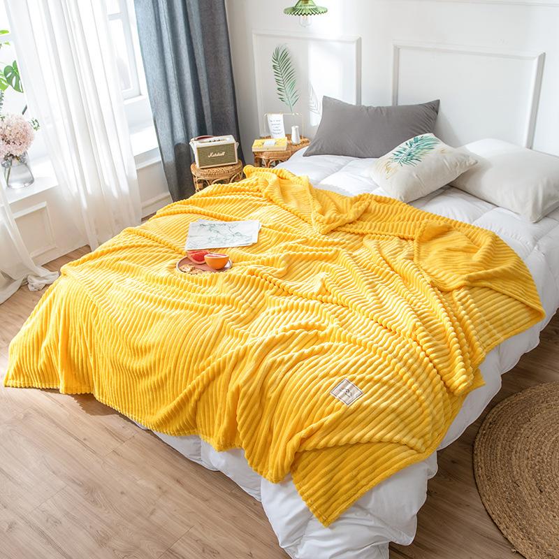 Striped Blanket Milk Velvet Blanket Warm Blanket Nap Blanket Sofa Blanket Coral Flannel Air Conditioning Blanket Super Soft Blanket