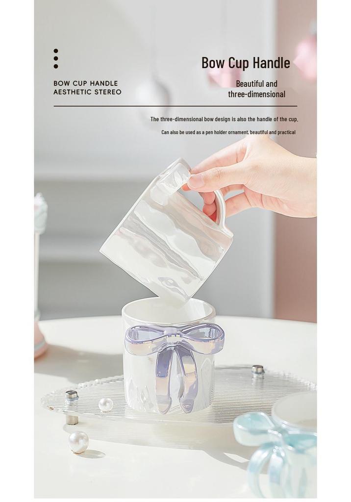Elegant Bow Ceramic Mug - Luxury Gift for Friends and Office