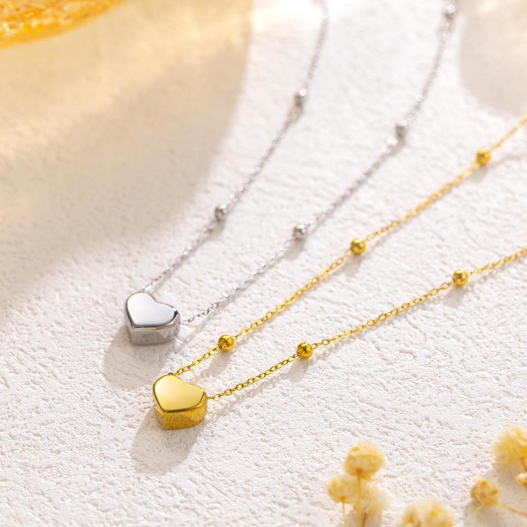 Non-Fading Peach Heart Necklace & Bracelet Set for Women - Fashionable, Celebrity-Inspired Clavicle Chain