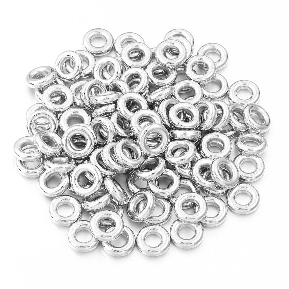 

50/100pcs CCB Spacer Beads Flat Round Big Hole Loose Beads For DIY Jewelry Making Crafts Bracelets Necklce Accessories Wholesale 11mm Inner 4mm