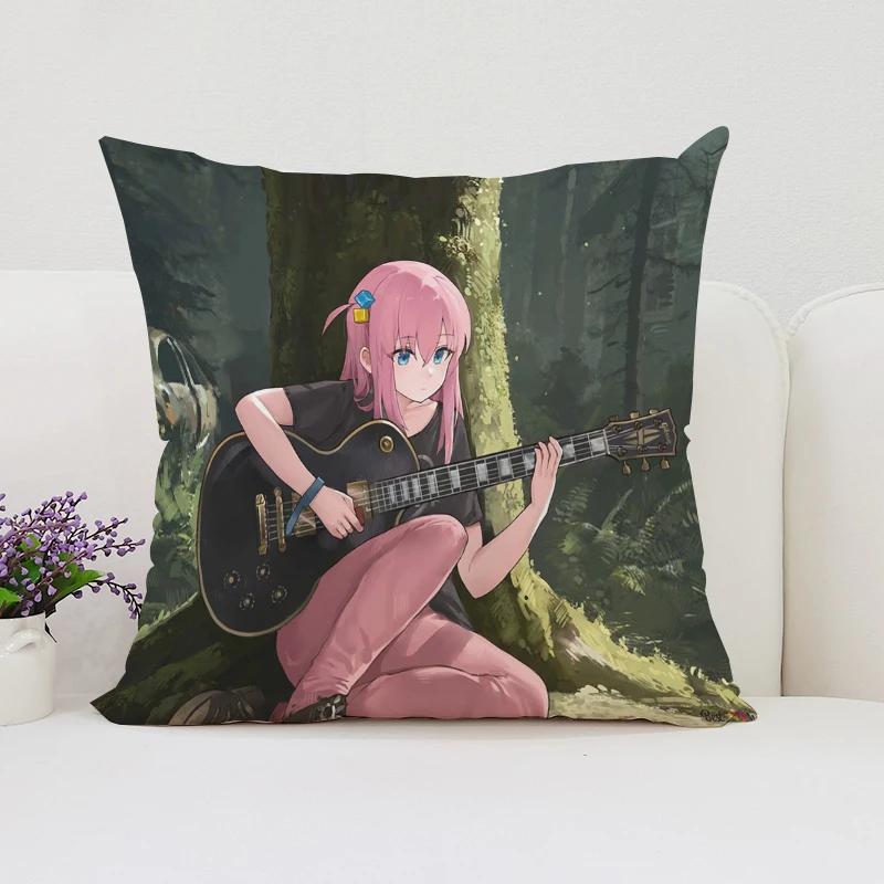 40x40cm B-Bocchi the Rock  Reversible Printed Pillow Covers Sofa Cushion Covers Chair Lumbar Cushion Bed Sleeping Pillow