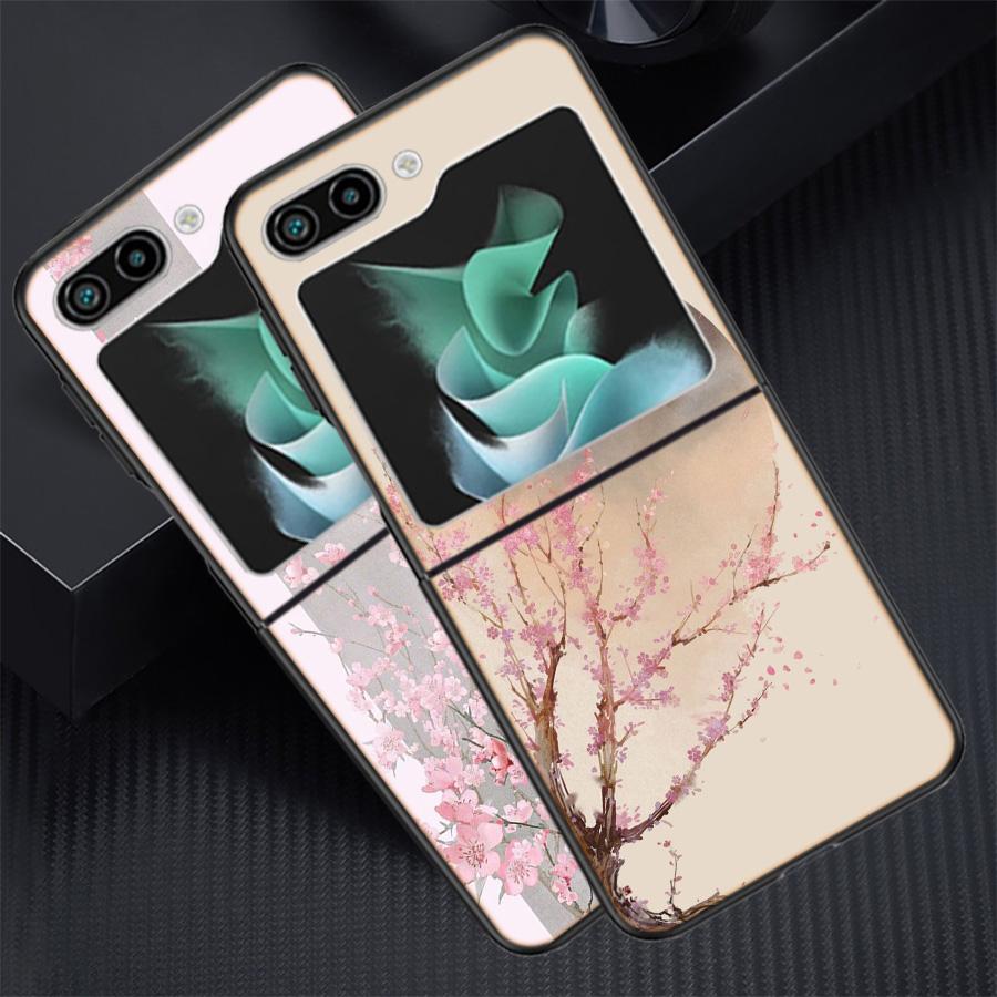Cherry Blossom Tree Shockproof Case For Samsung Galaxy Z Flip 7 5 4 3 Z Flip 6 5G Black Hard ZFlip3 Zflip4 Zflip5 Phone Fundas