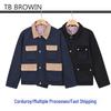 TB BROWIN2024 Unisex Corduroy Raglan Sleeve Color Block Jacket, Autumn/Winter Collection
