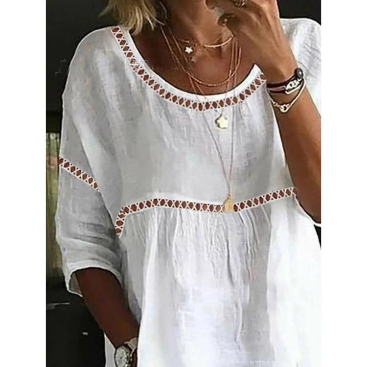 Süße Dame Lässige Lockere Bluse Mode Baumwolle Leinen Oberteile Weiß Rosa Hohl Ausgehöhlte Blusen Frühling Sommer Damen