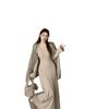 2026 V-Neck Long Sleeve Knit Dress - Women's Slimming Black, Spring/Autumn/Winter