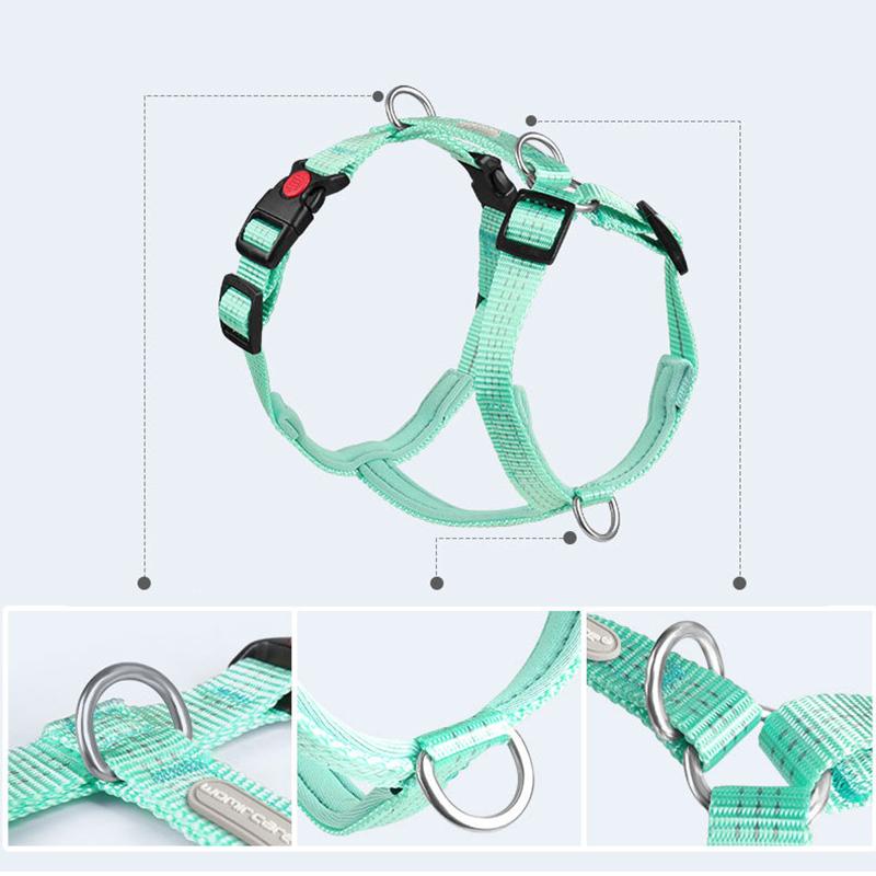 Adjustable Solid Nylon Dog Harness with 2 D-Rings Lightweight Comfortable No-Pull H-typed Dog Chest Harness Outdoor Pet Supplies