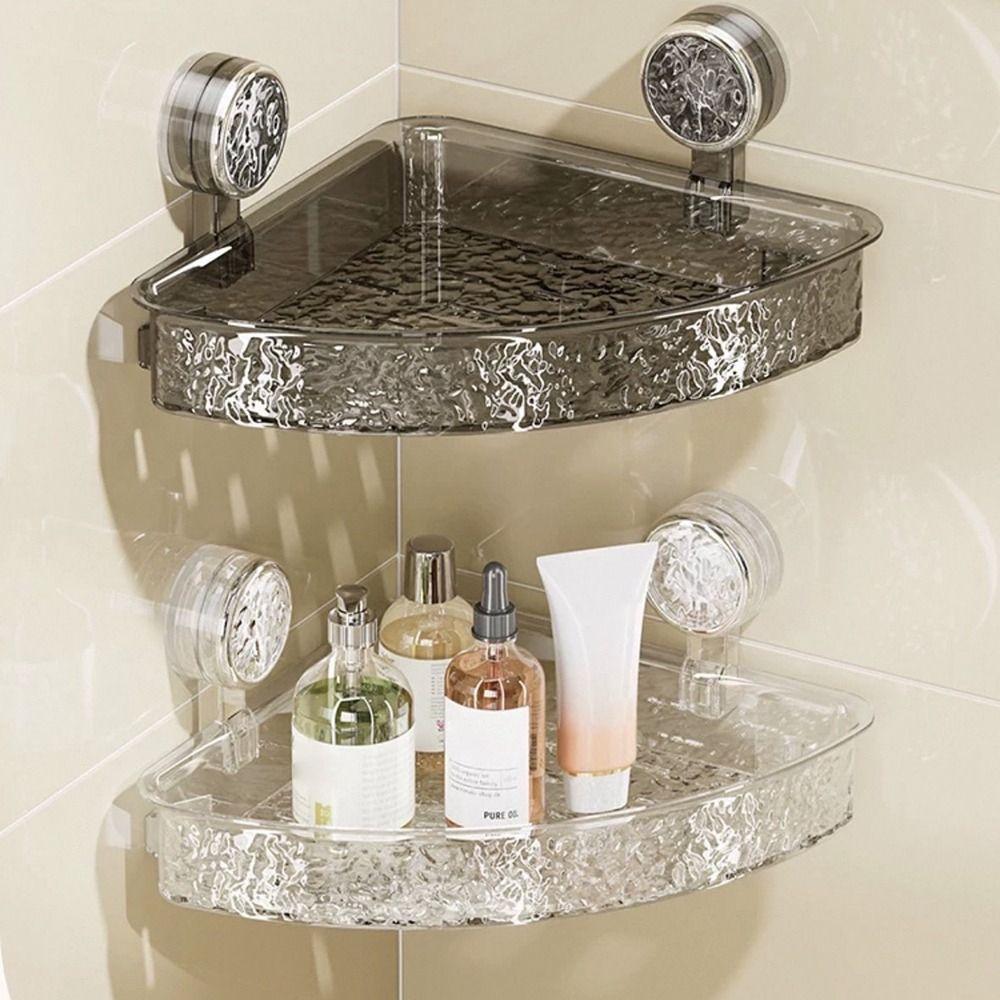 No Drill Bathroom Shelves Suction Cups Toilet Washbasin Corner Storage Rack Bathroom Accessories
