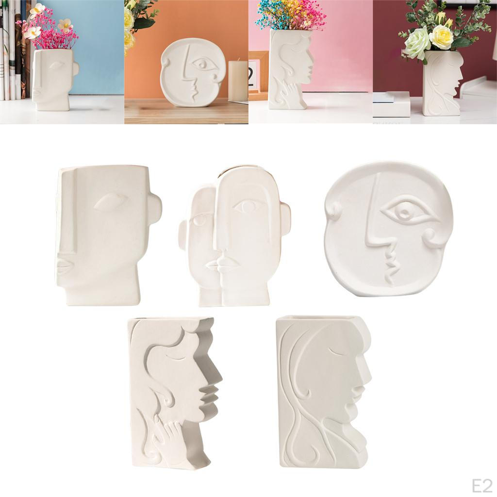 Abstract Ceramic Style Flower Pot Vase Arrangement Statue Novelty Gift Minimalist for Desktop