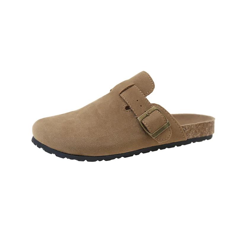 Fashion Autumn Women's Flat Cork Clogs Shoes Fashion Closed Toe Suede Platform Slippers for Women Outdoor Casual Slides Shoes Zapatos