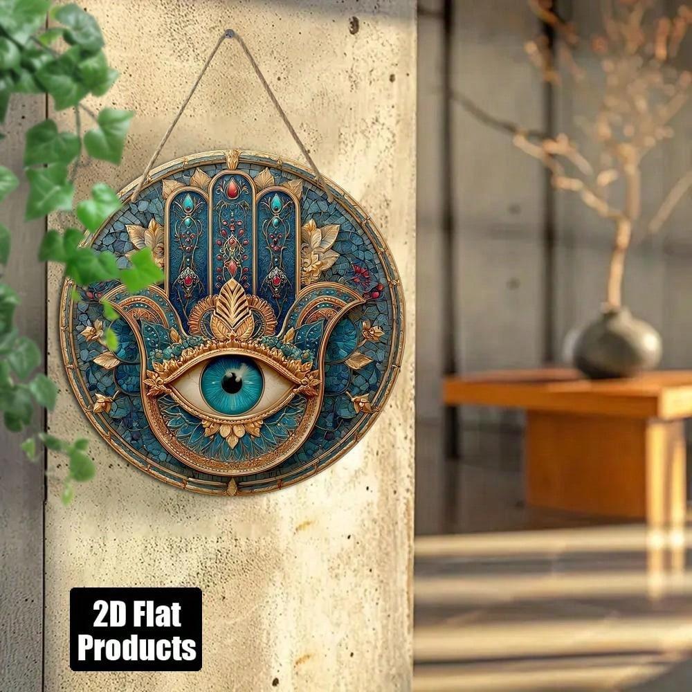 Iron Painting Wall Art Round Metal Home Decor Sign Farmhouse Kitchen Ornament 8x8 Inch Modern 2D Artwork