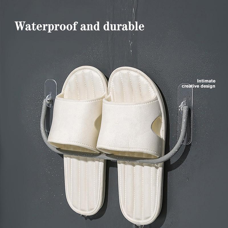 Wall Mounted Shoe Rack Foldable Shoes Hanger Slippers Drain Storage Rack Shelf