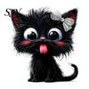 Süße Haustier-Themen Badezimmerdeko Halloween Zunge Raus Schwarze Katze Toilettendeckel Aufkleber, Cartoon Kätzchen Kreative Heimgeschenke Aufkleber, Wasserdicht