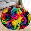 Red Roses Romance Round Carpet Modern Home Carpet Decor Flower Bedroom Living Room Floor Mat Flannel Round Area Rug