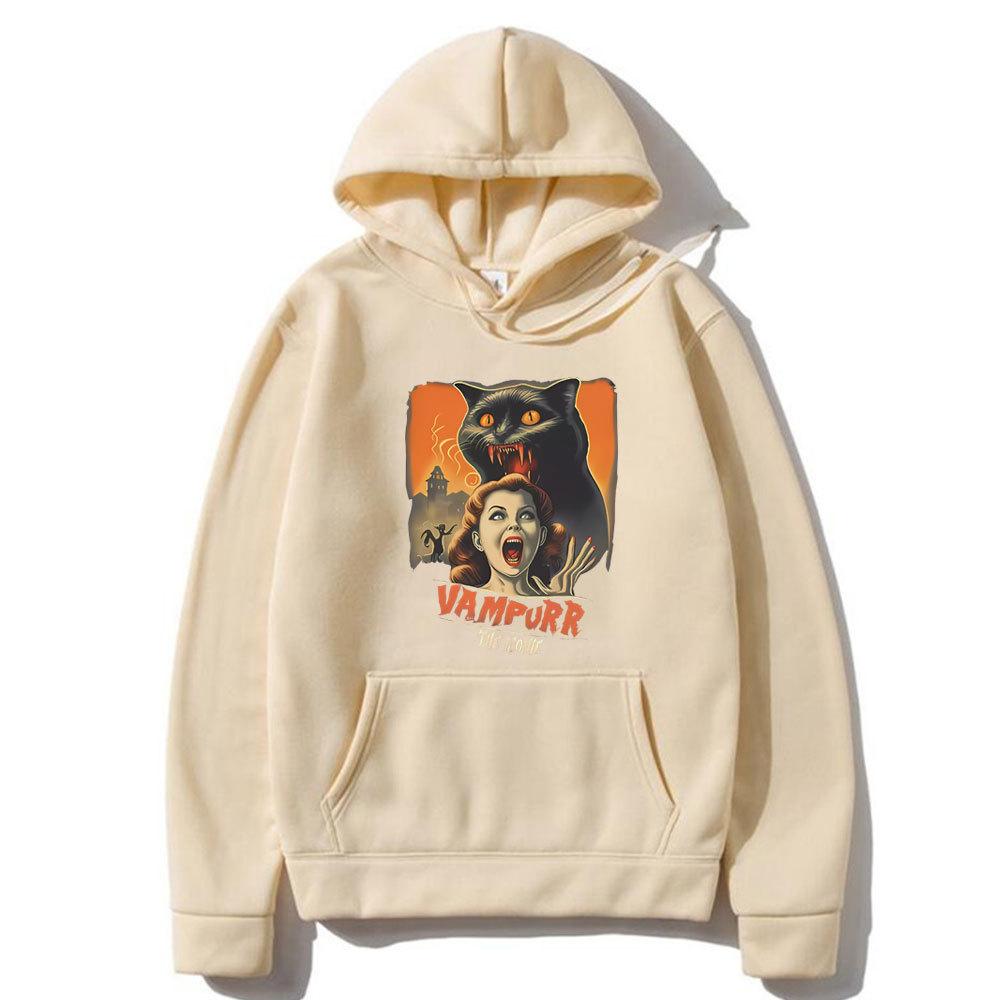 The Movie Vampurr Cat Graphic Hoodie Horror Halloween Print Hoodies Men Fleece New Hoodie Vintage Pullovers Sweatshirts for Men